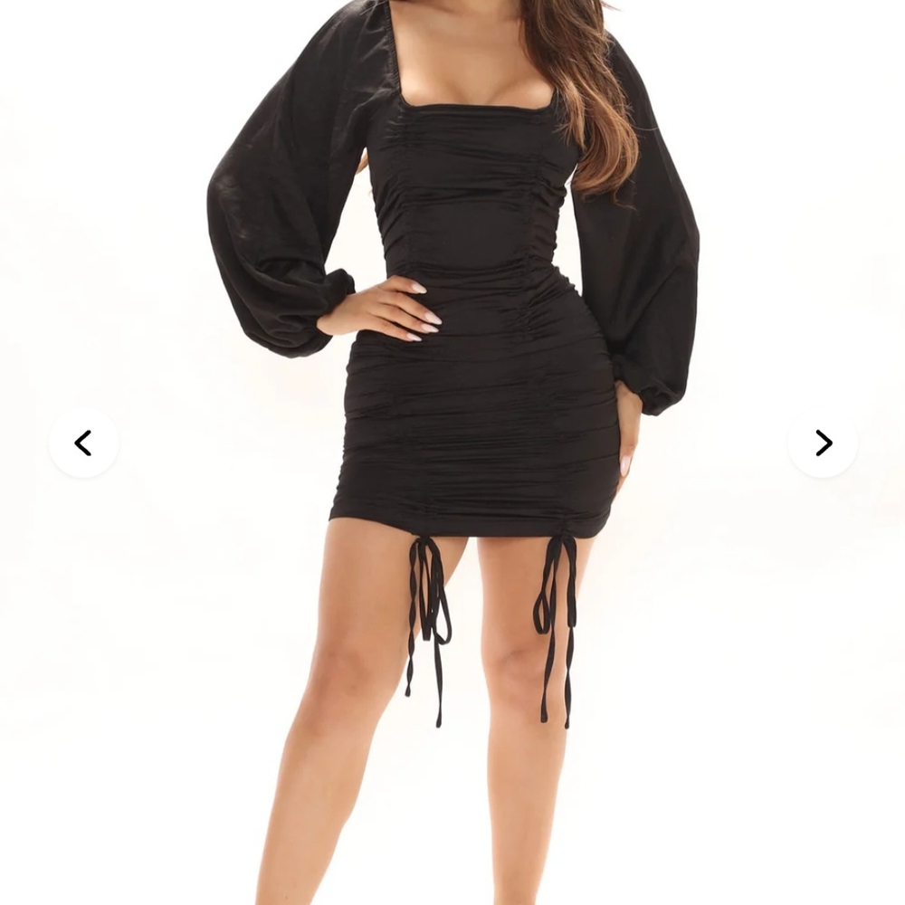 Fashion NOVA Elegant Black Ruched Dress